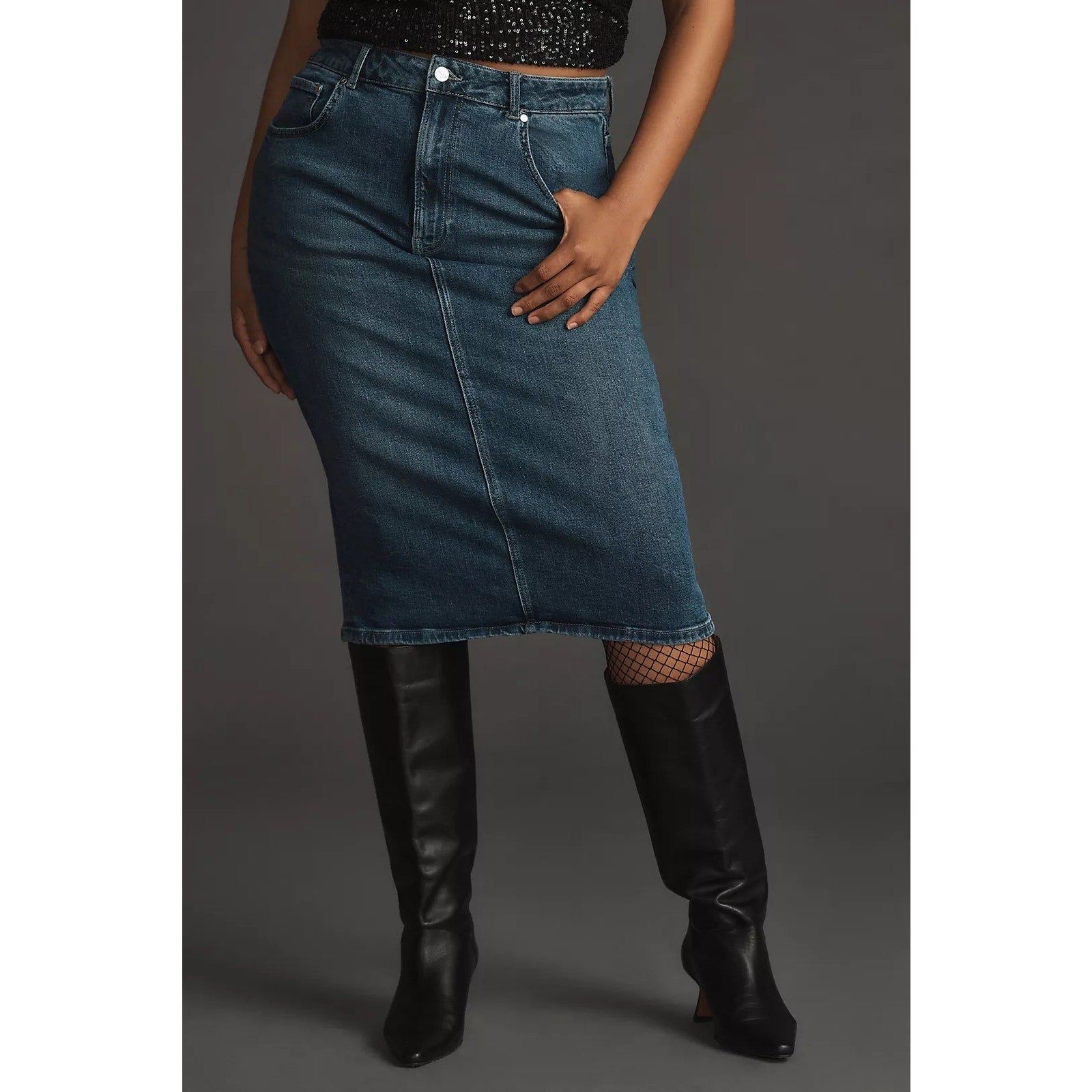 Anthropologie x Pilcro Denim Pencil Skirt $130 Size 6 Blue Midi