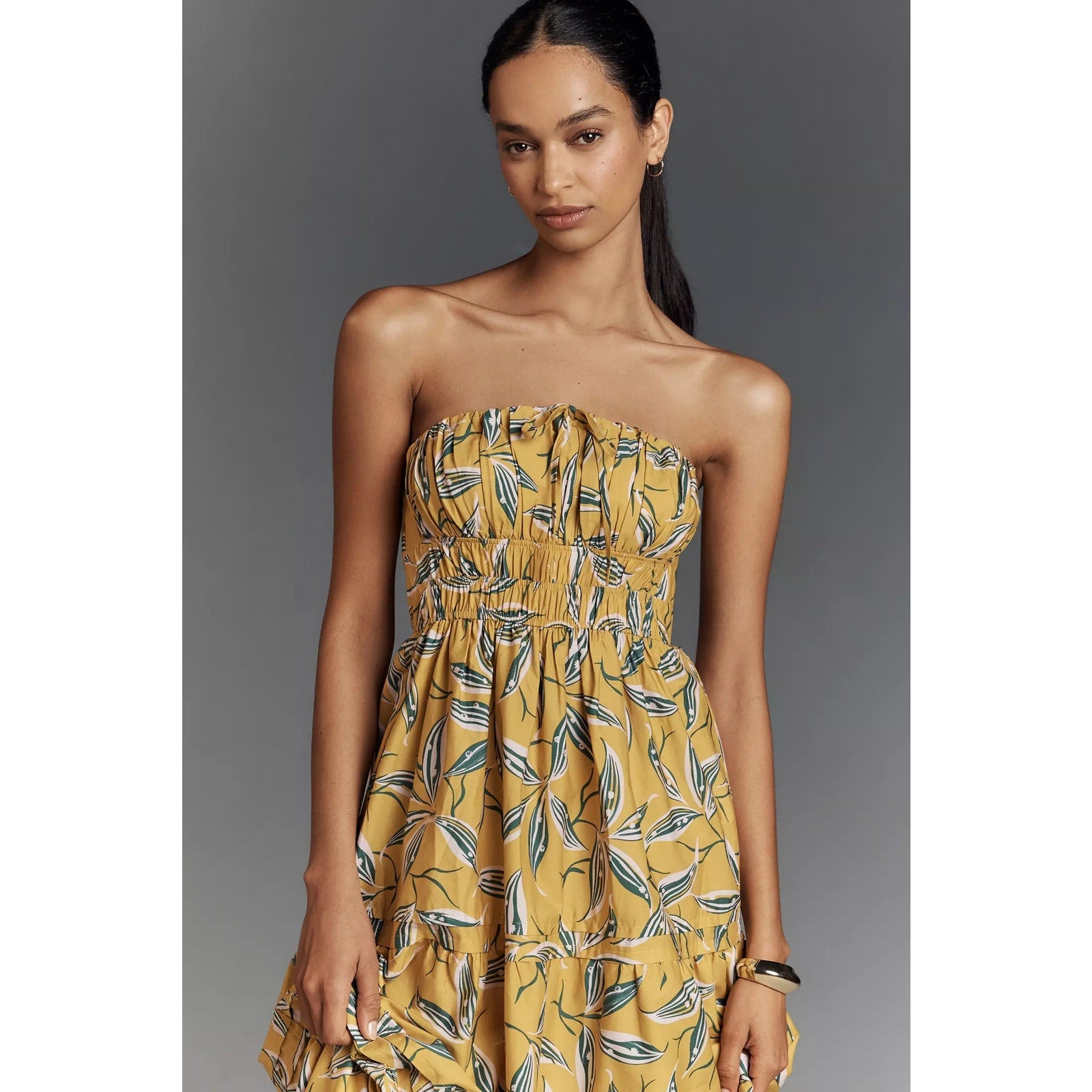Anthropologie The Somerset Strapless Maxi Dress Large Yellow Anthropologie