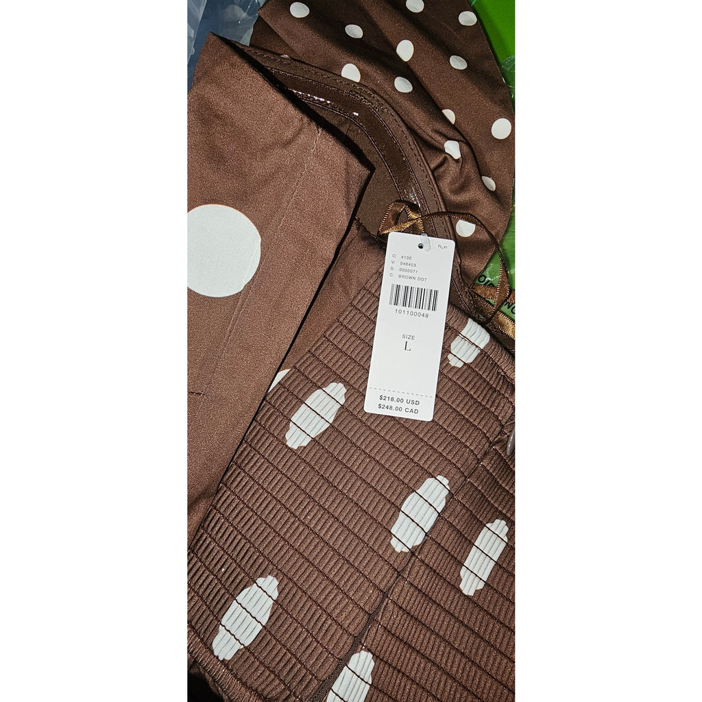 Anthropologie Hutch Strapless Bow Slim Mini Dress Large Brown Polka Dot Anthropologie