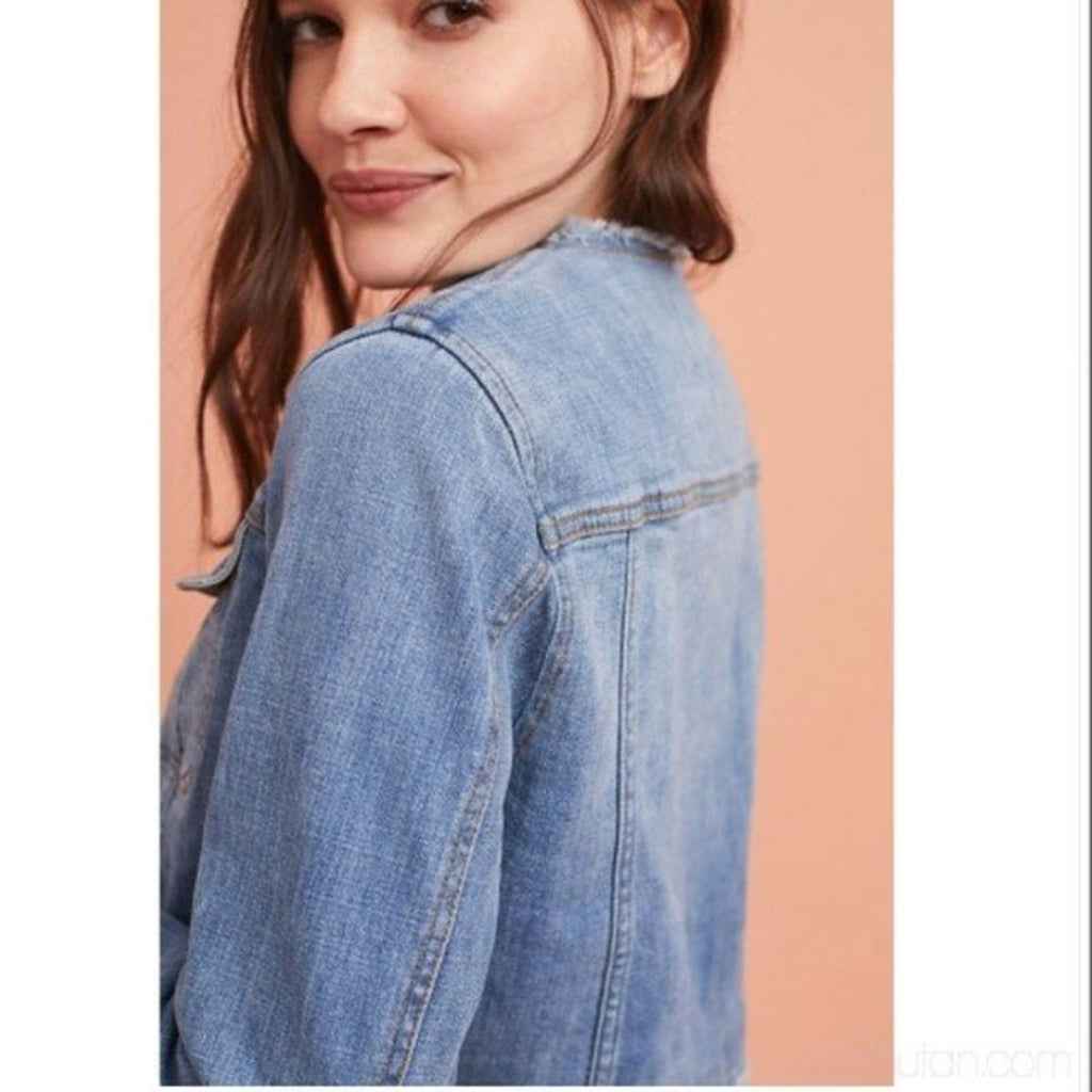 NEW Anthropologie Pilcro Flounced Denim Jacket Size Small