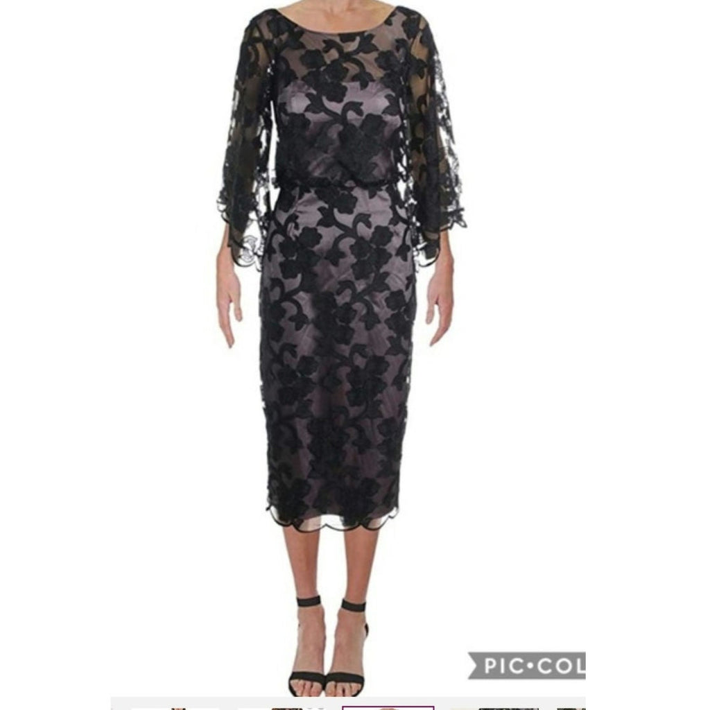 Anthropologie BHLDN JS Collection Sidonie Dress SIZE 6 Black/Nude Midi Anthropologie