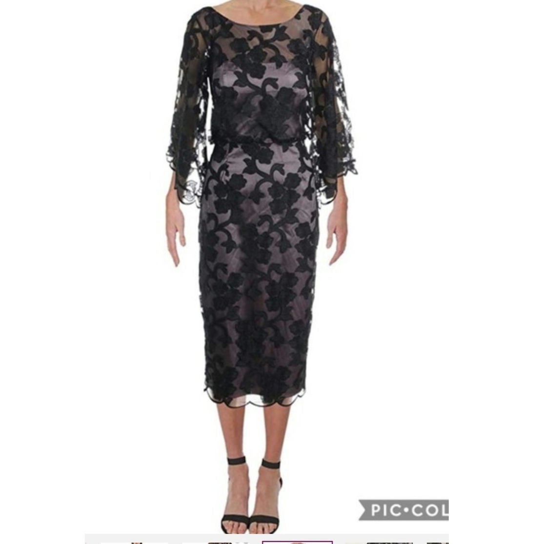 Anthropologie BHLDN JS Collection Sidonie Dress SIZE 6 Black/Nude Midi Anthropologie