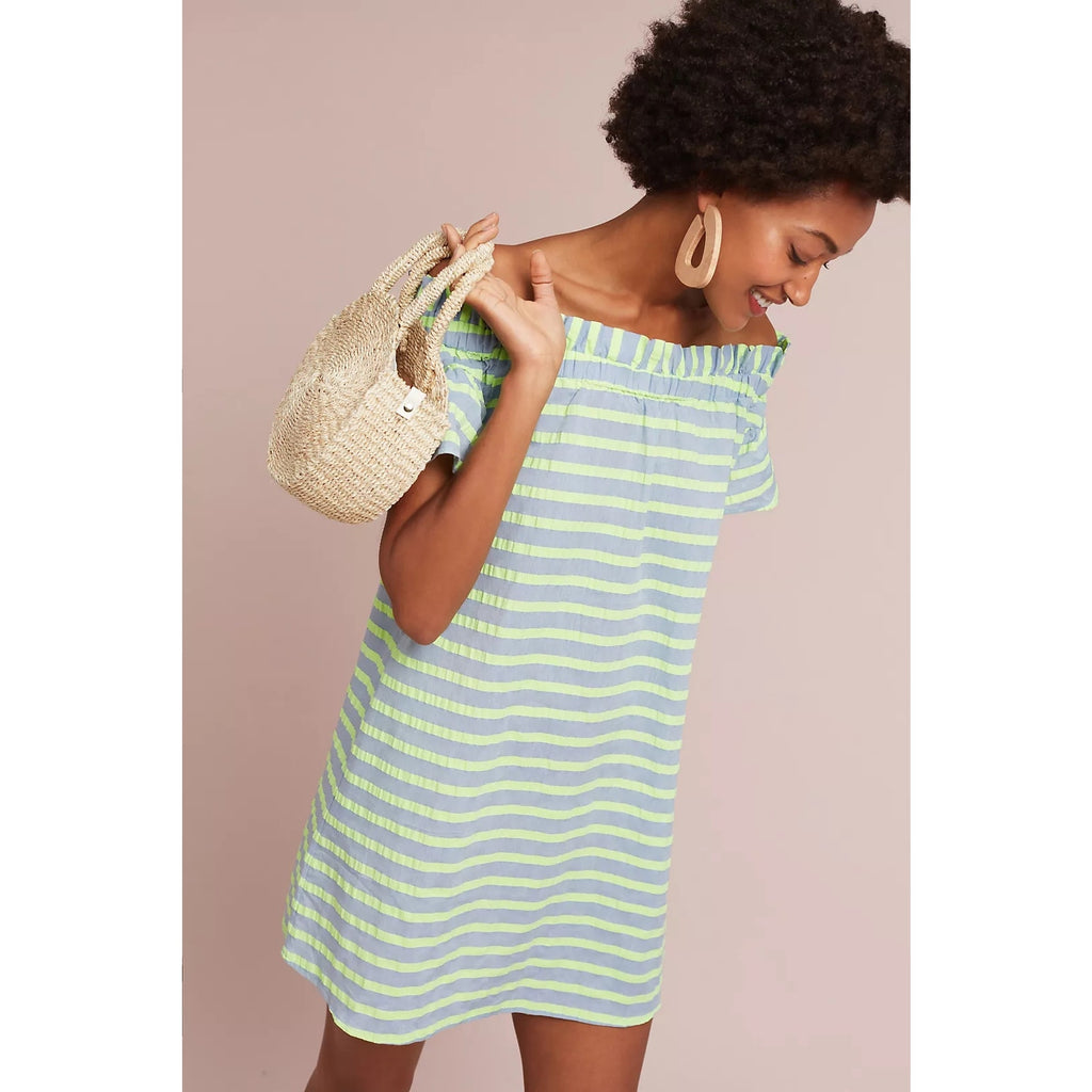 New Anthropologie COREY LYNN CALTER Bayside Off-The-Shoulder Dress $158 XSP / SP