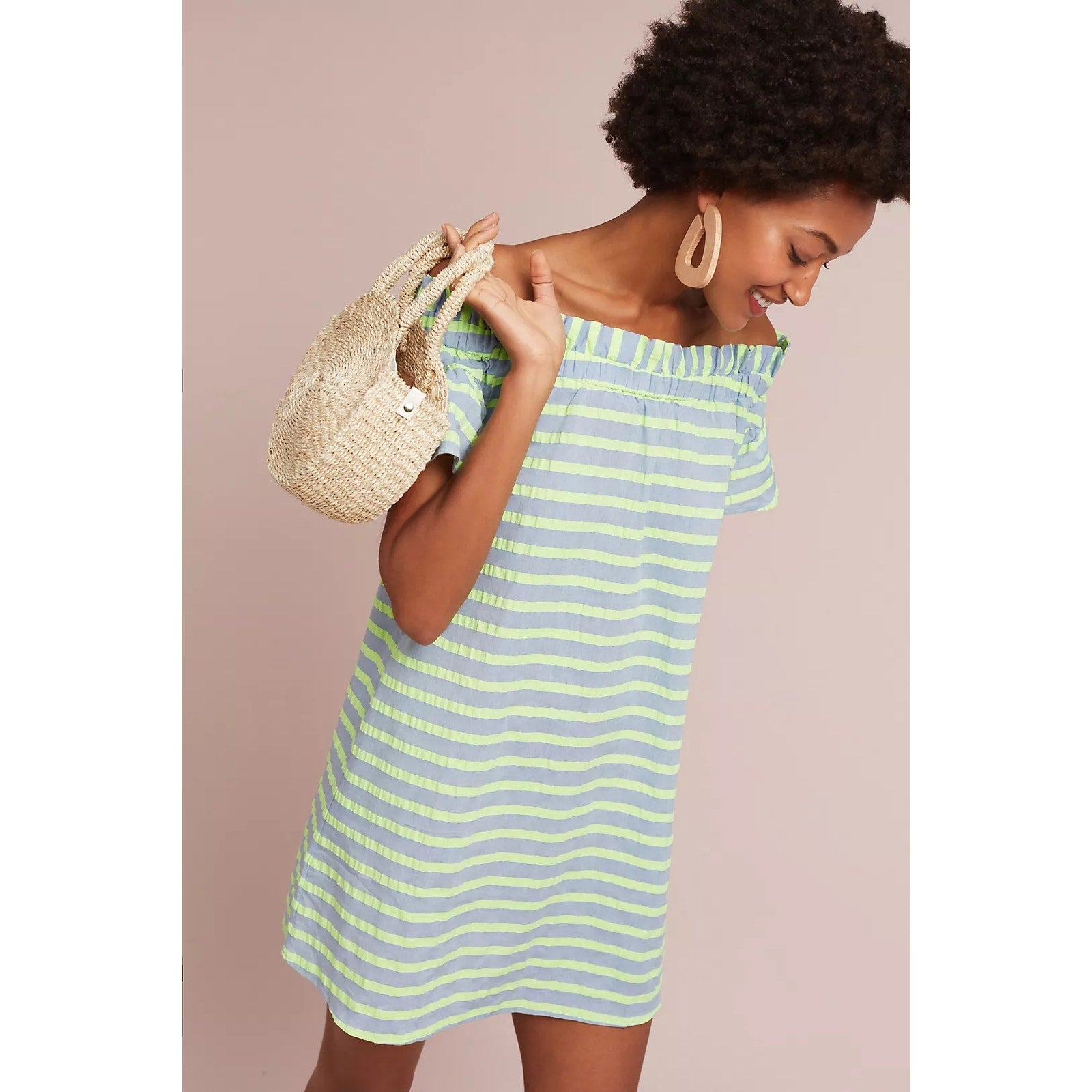 New Anthropologie COREY LYNN CALTER Bayside Off-The-Shoulder Dress $158 XSP / SP