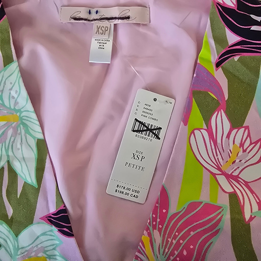 Anthropologie Hutch Puff-Sleeve Wrap Dress $178 X-SMALL PETITE Pink Floral