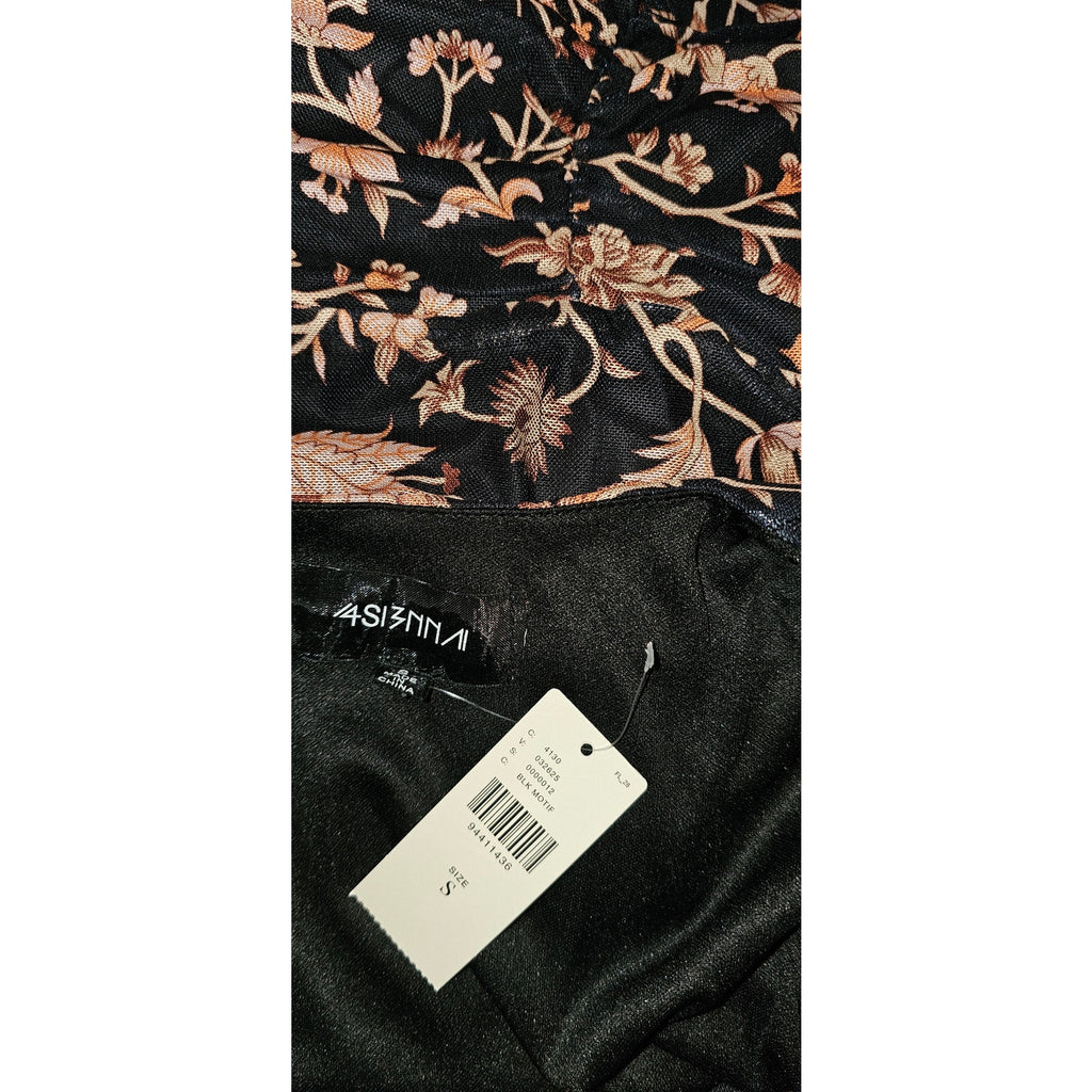 New ANTHROPOLOGIE 4SI3NNA V-Neck Sleeveless Midi Dress $148 SMALL Floral Black