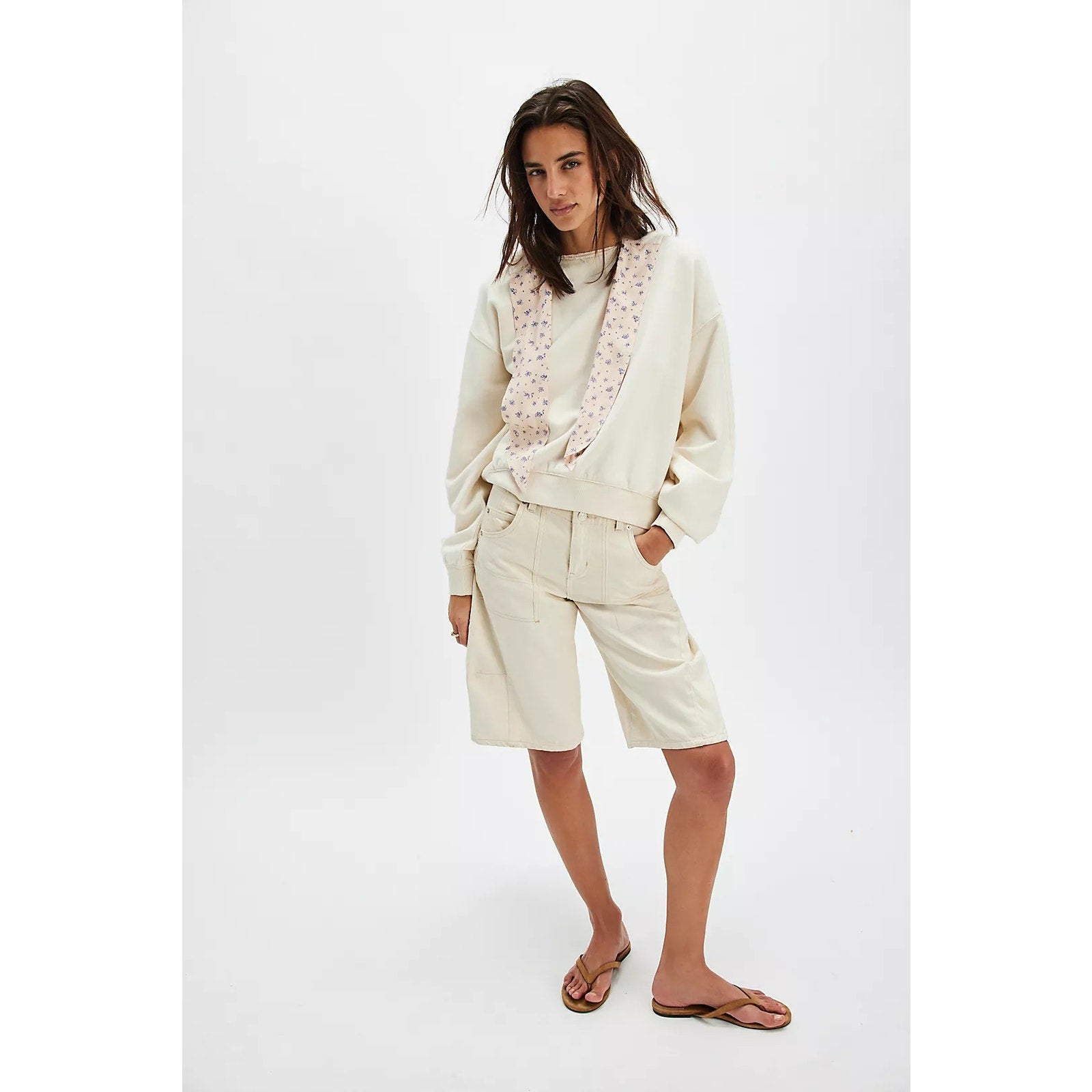 New FREE PEOPLE Headscarf Hoodie $128 MEDIUM Buttercup Combo