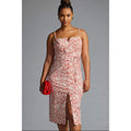 New By Anthropologie Slim Scalloped Front-Slit Corset Dress $170 PLUS 16W Red
