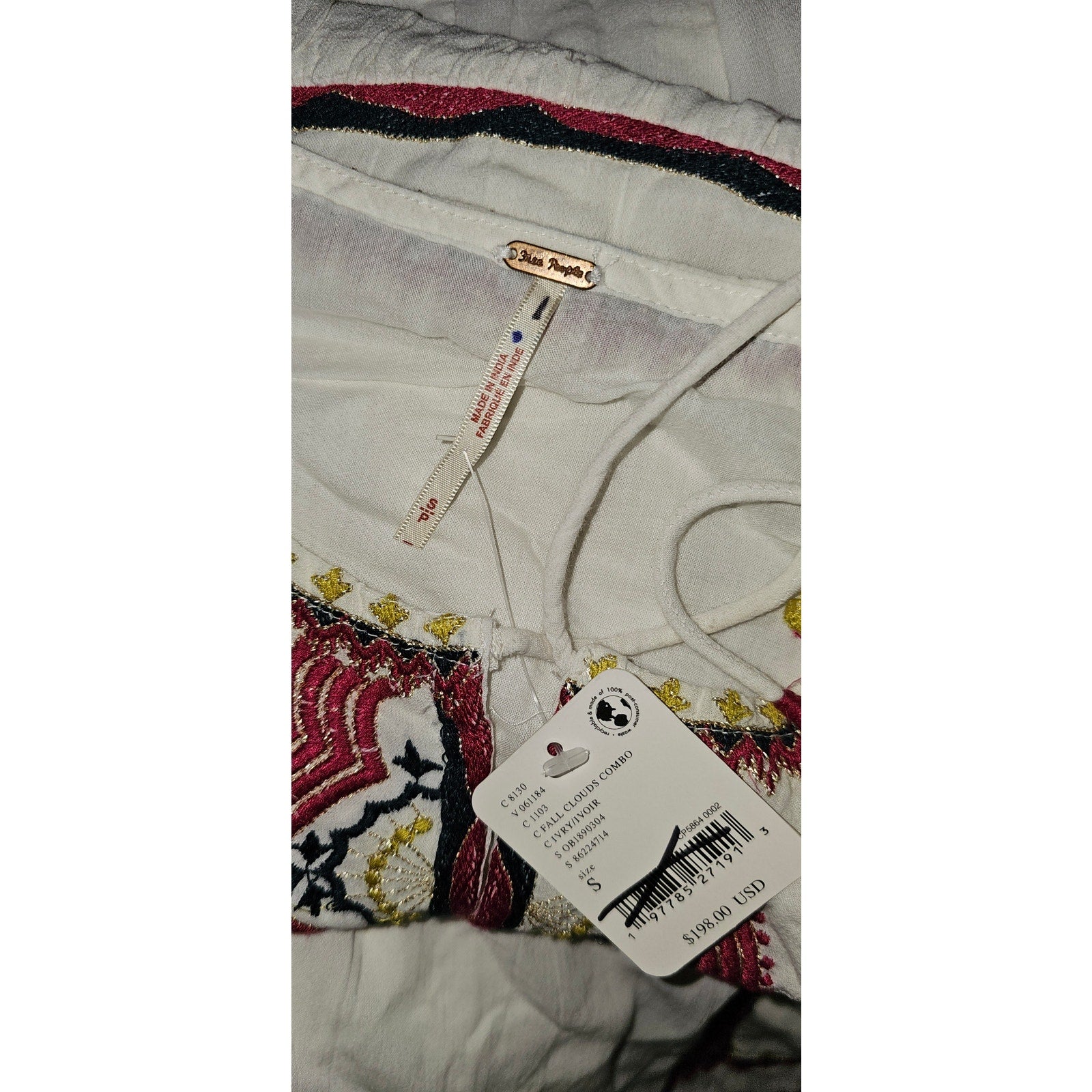 New FREE PEOPLE Sweet Escape Midi Dress $198 SMALL Ivory Boho Embroidered