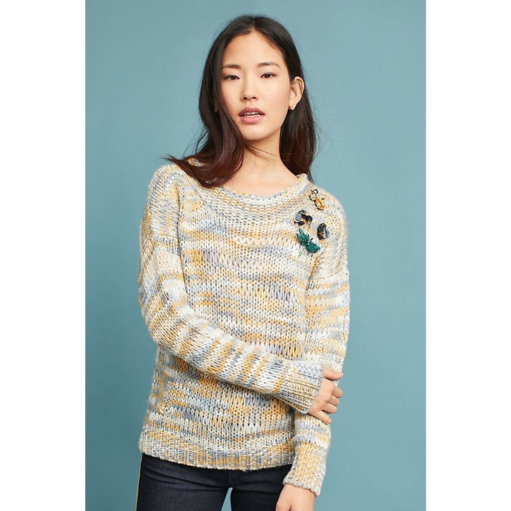 NEW Anthropologie $128 Marled Boat Neck Sweater by Moth Size Small