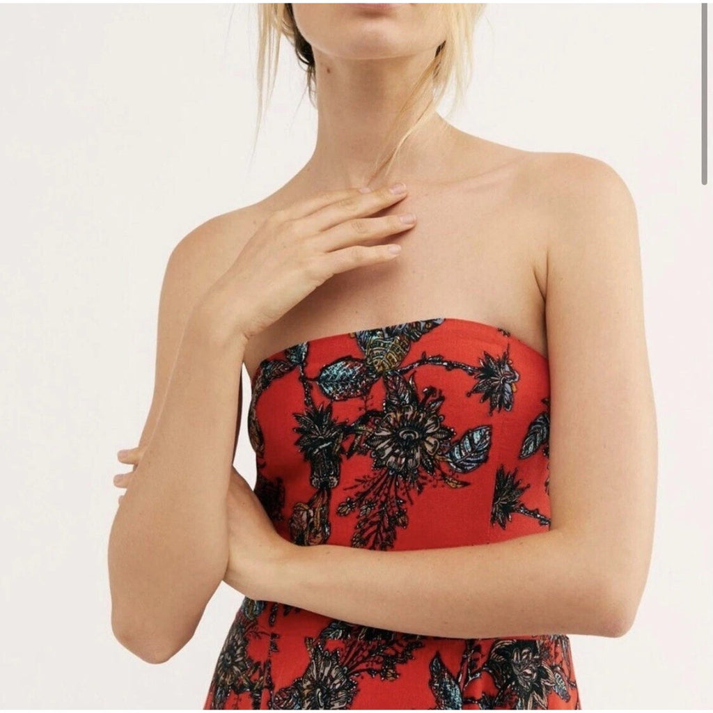New Free People Mila Dress Size 6 Floral Boho Maxi Style Midi Cut