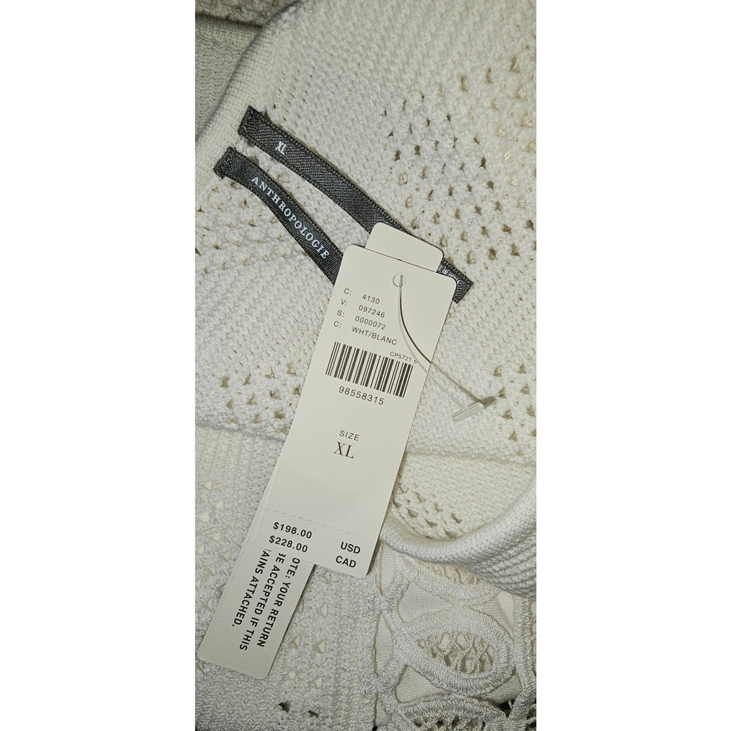 Anthropologie Sleeveless Crochet Boat-Neck Mini Shift Dress XL White Anthropologie