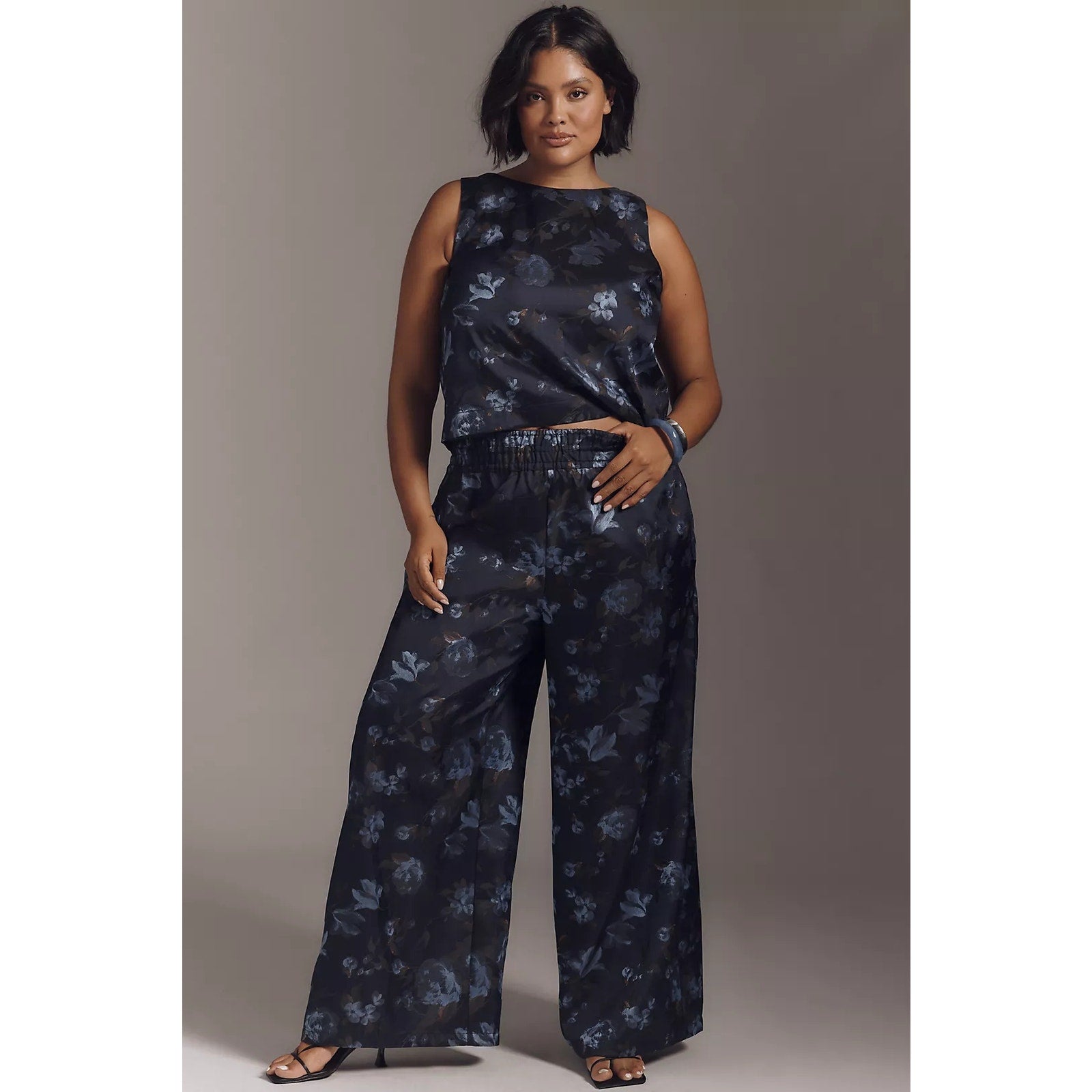Anthropologie The Somerset Jacquard Full-Length Pull-On Pants XL Blue Anthropologie