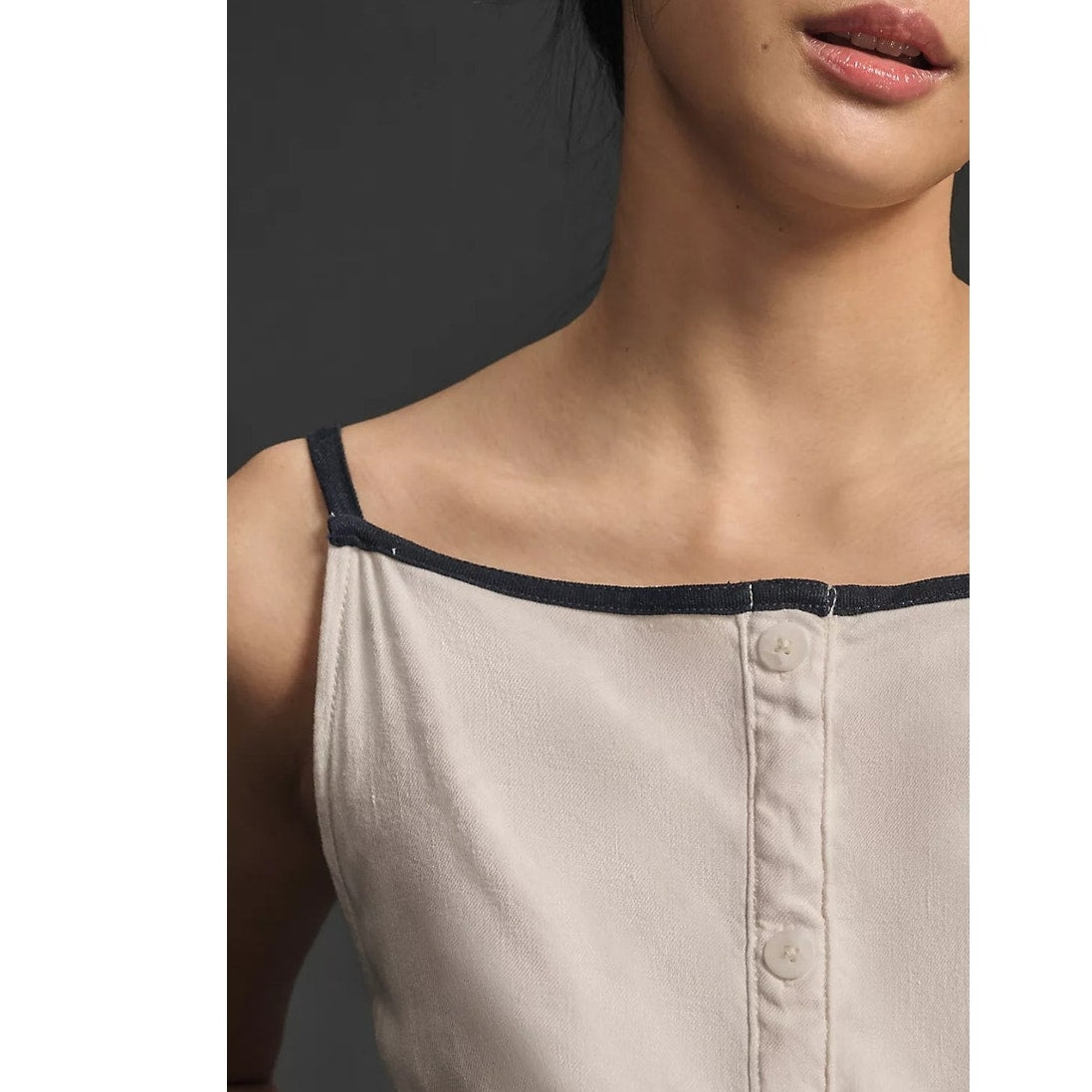 Anthropologie The Colette Button Midi Dress $168 X-SMALL Ivory Patch Pockets