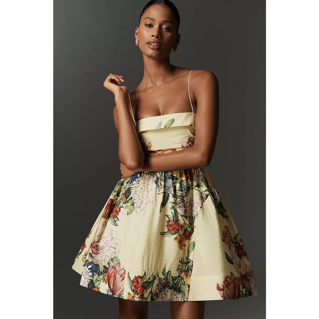 Anthropologie Maeve Sleeveless Fit & Flare Mini Dress PLUS 1X Yellow Anthropologie
