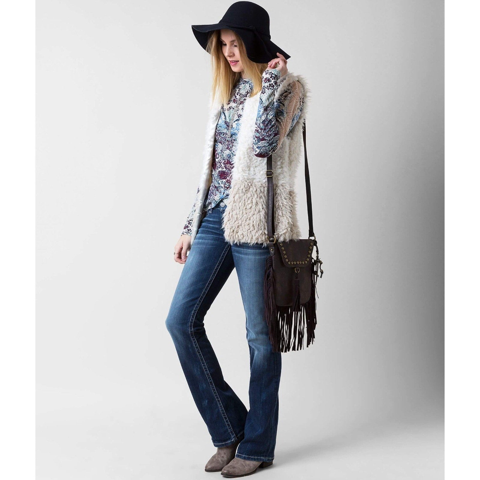 New Free People Snow Combo Long Sleeve Tulip Top $88 Small Boho Lace Applique