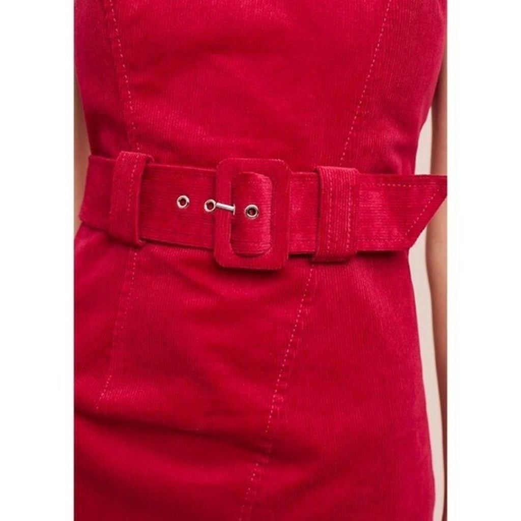 NEW Anthropologie Adria Moss Belted Corduroy Mini Dress $168 Size 6 Red
