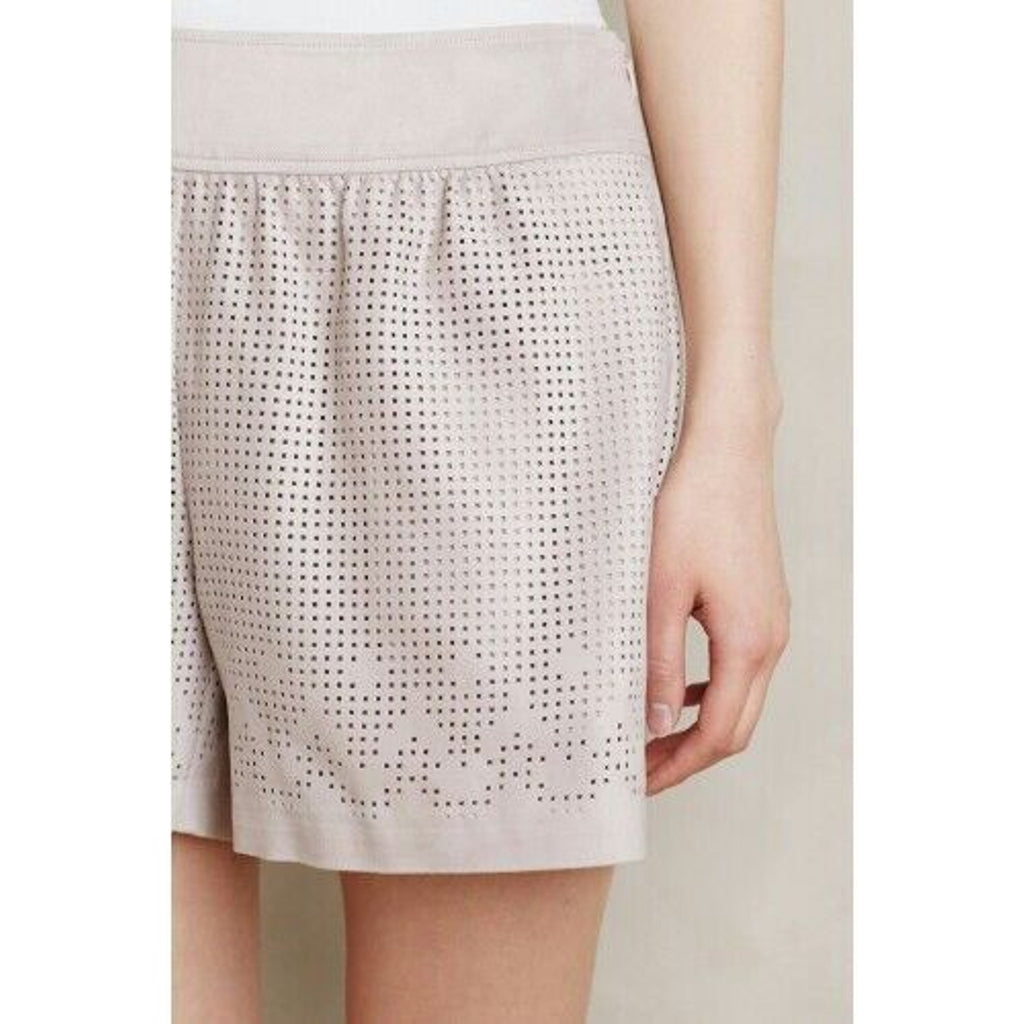 New Anthropologie Vegan Suede Cutwork Shorts by Elevenses Retail $118 Size 6
