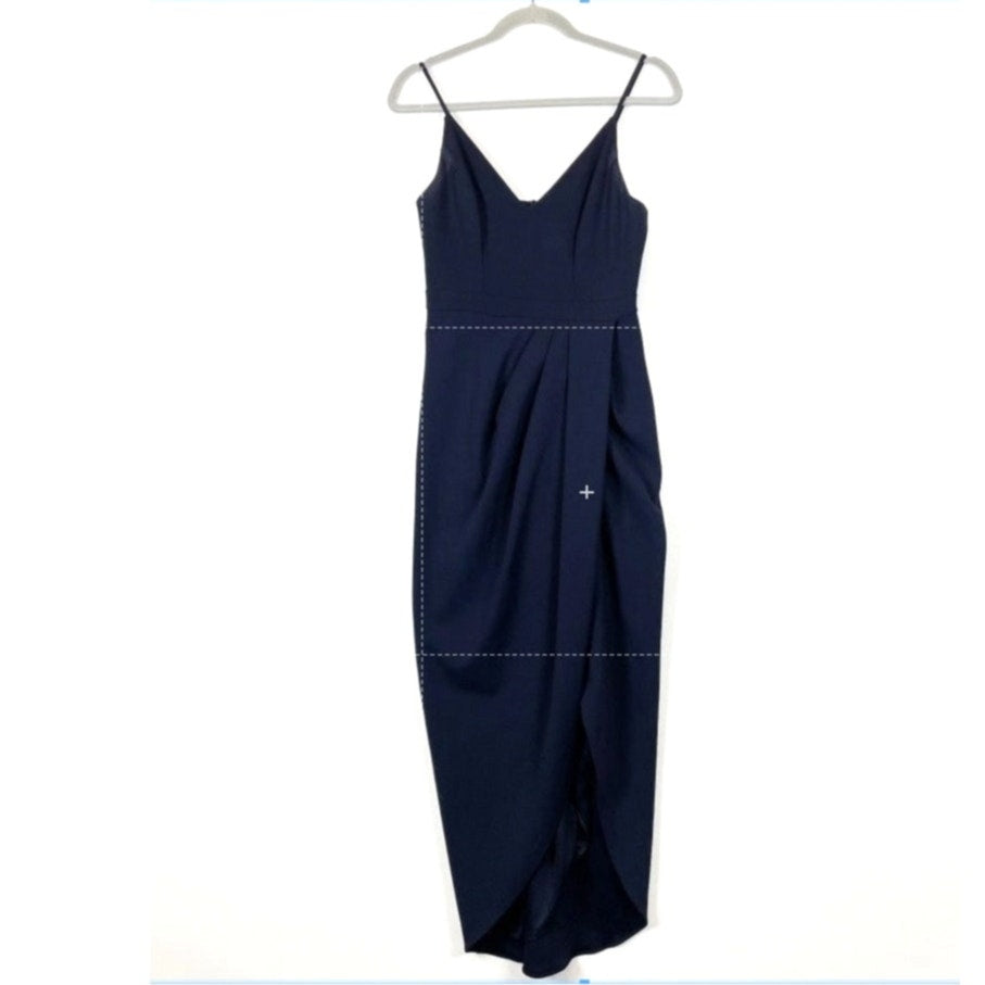 New Anthropologie BHLDN Lyra V-Neck Faux-Wrap Stretch Crepe Dress $198 SZ 22