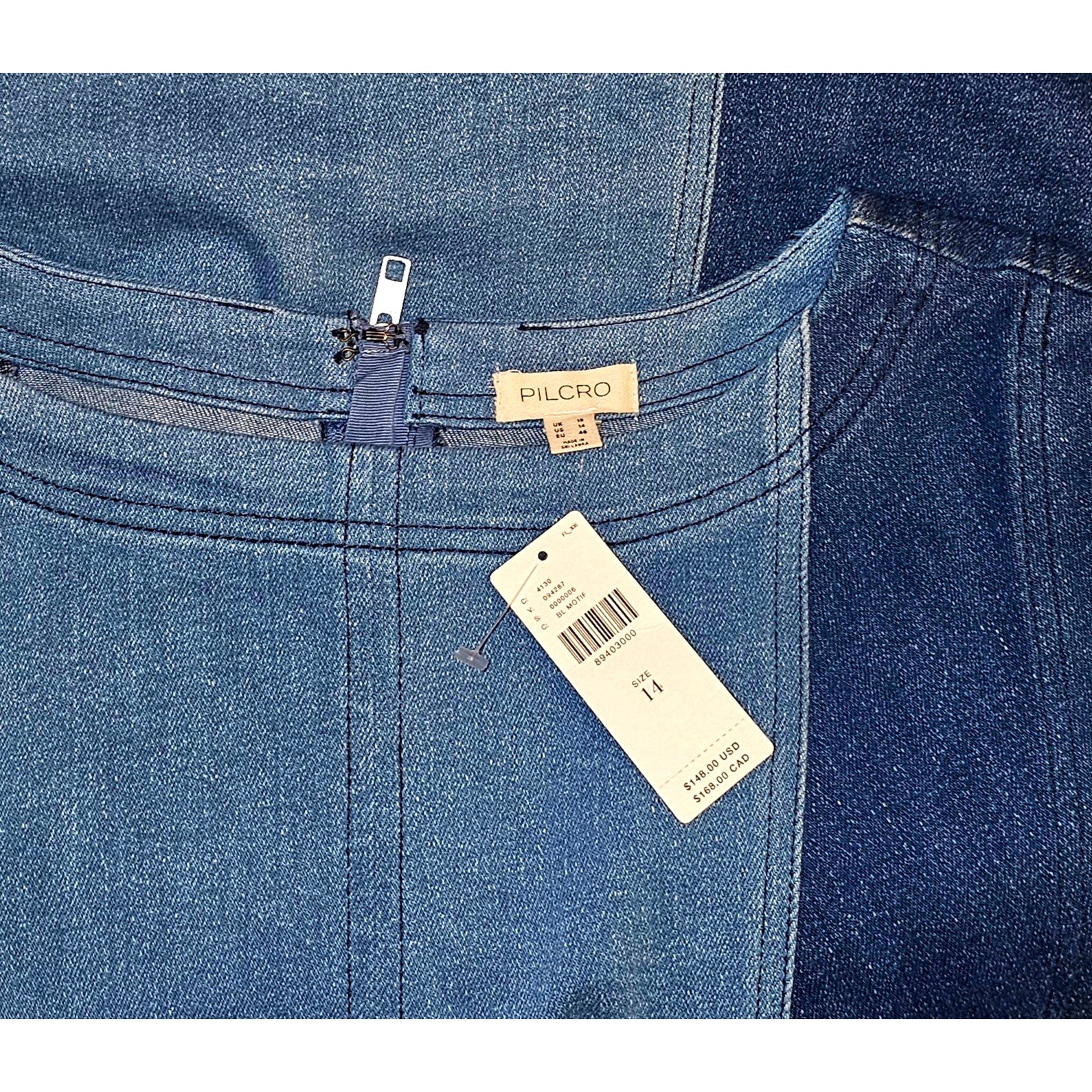 Anthropologie Pilcro Sleeveless Two-Tone Denim Mini Dress $148 SIZE 14 Blue