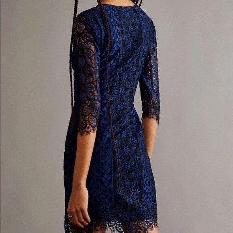 Free People For Love & Lemons Lyla Cocktail Mini Dress $246 X-SMALL Blue