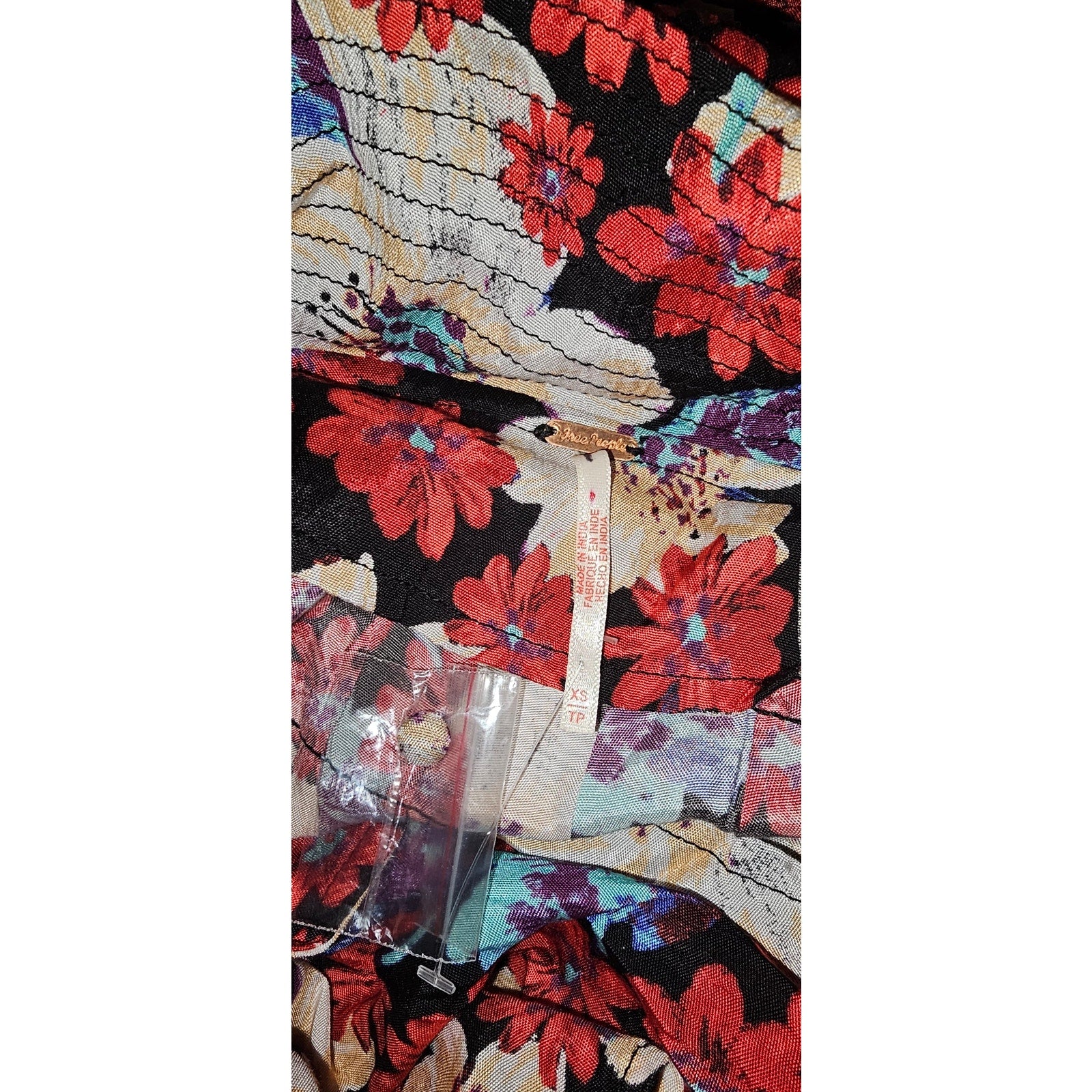New FREE PEOPLE Sugar Crush Mini Dress $148 X-SMALL Black Red Floral Combo