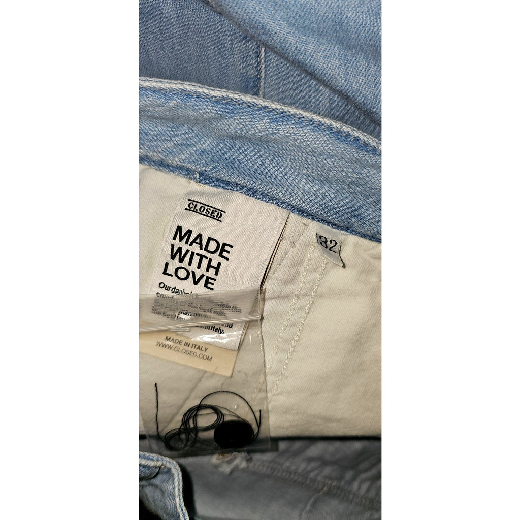 New Free People x Closed Ivo Jeans $345 SIZE 32 Light Blue Straight Wide-Leg