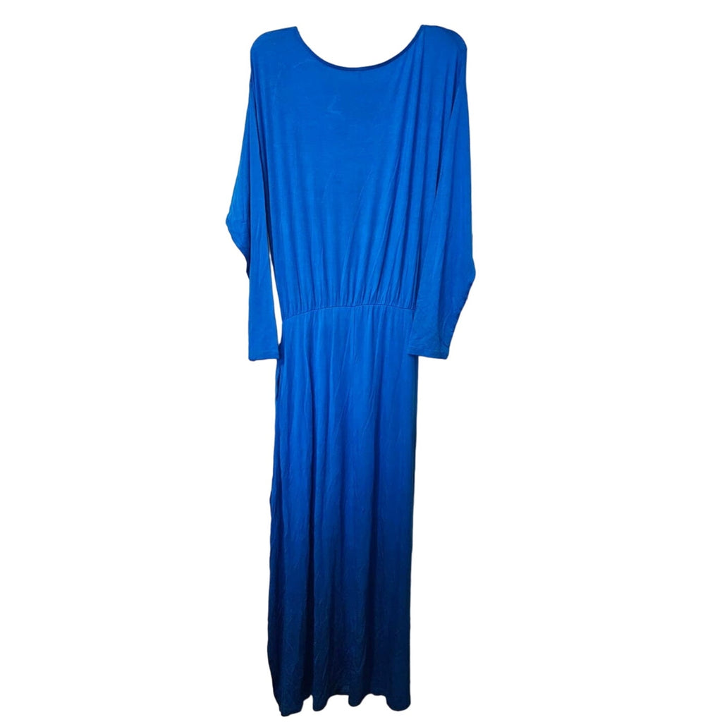 Free People Alyssa Long Sleeve Wrap Dress Maxi SMALL Blue Free People