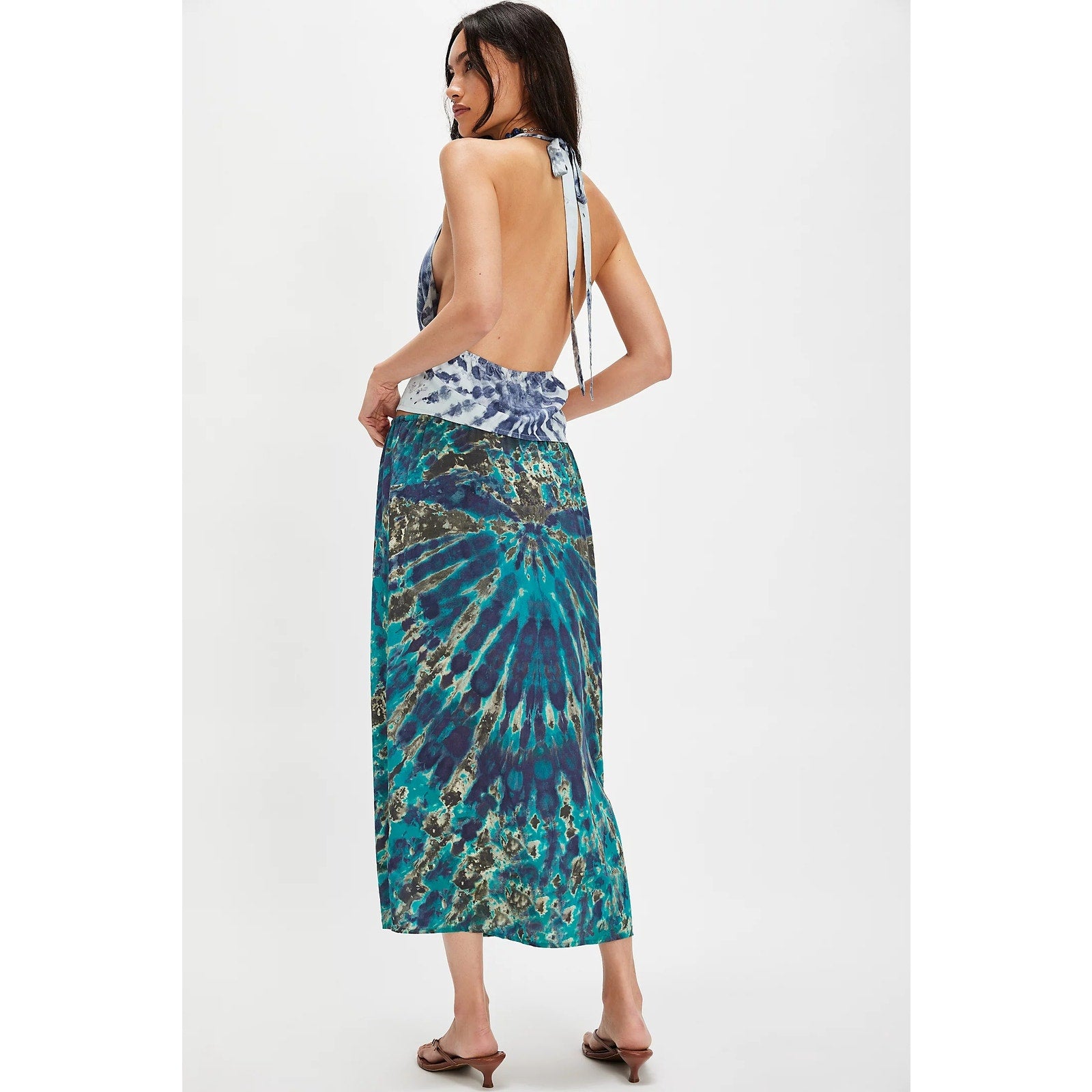 Free People Tropical Oasis Maxi Skirt Set Medium Blue Ocean Combo Free People