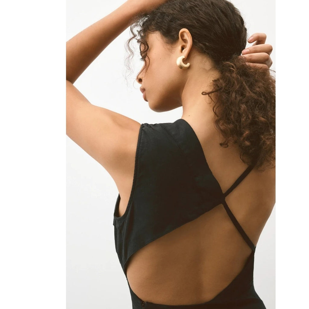 New By Anthropologie Sleeveless Asymmetrical Open-Back Linen Midi Dress $178   6