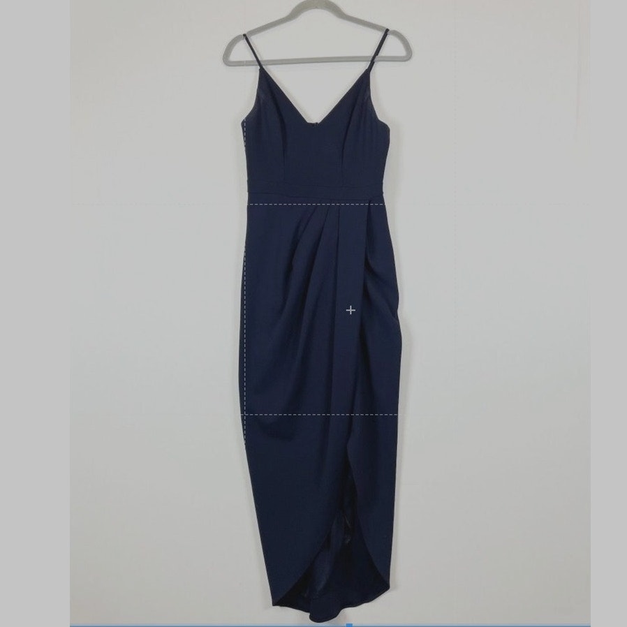 New Anthropologie BHLDN Lyra V-Neck Faux-Wrap Stretch Crepe Dress $198 SZ 22