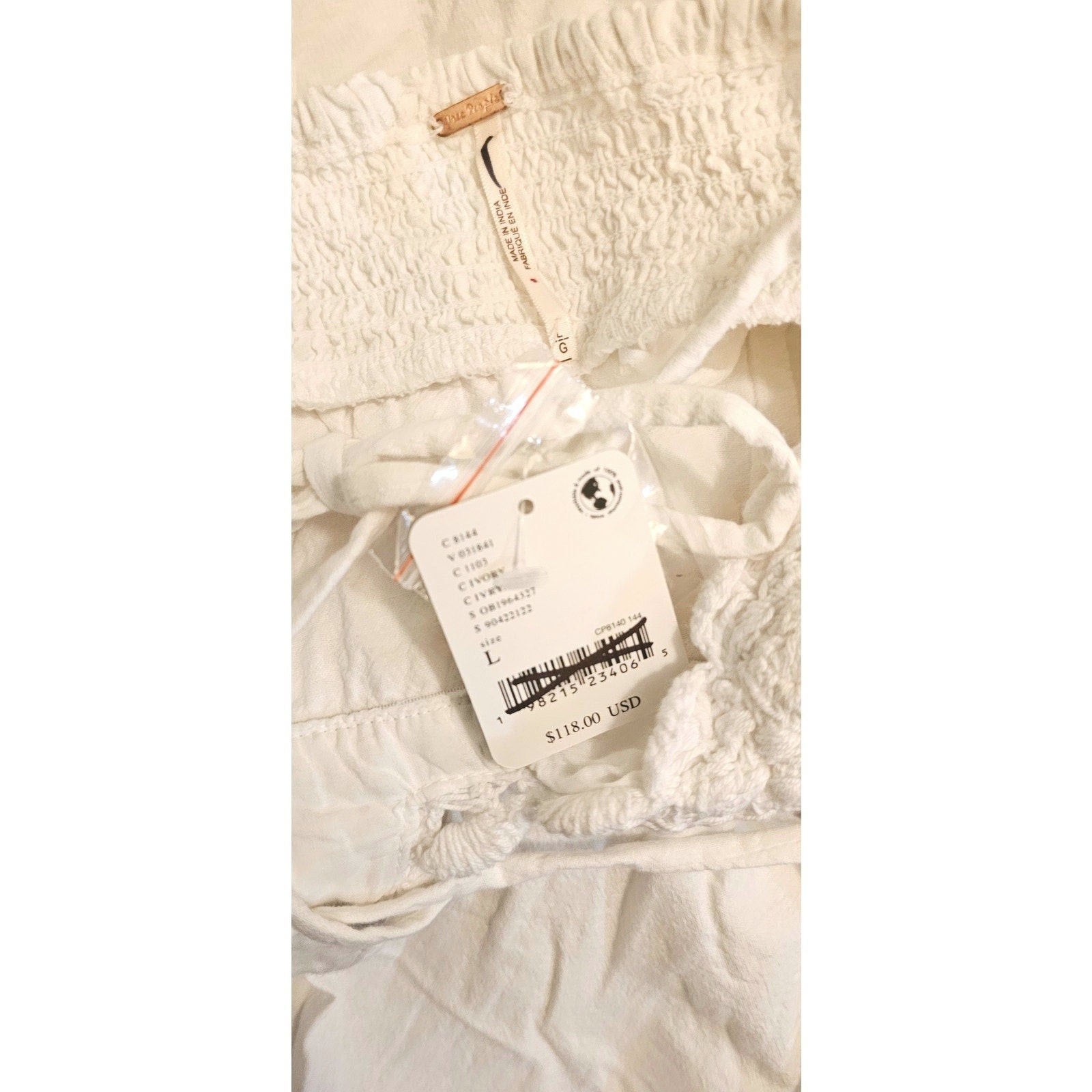 Free People FREE-EST Lovey Maxi Dress LARGE Ivory CROCHET Free People