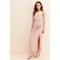 New Anthropologie Ruched Asymmetrical Midi Dress $160 Size 6 Pink Rose