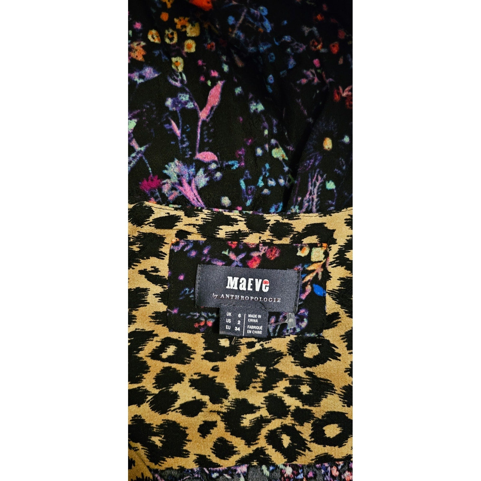 New ANTHROPOLOGIE by Maeve Morgan Dress $148 SIZE 2 Black Floral Motif