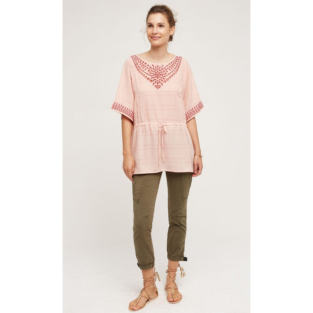 NEW Anthropologie $128 One September Women's Pink Euphemia Peasant Top Size XS