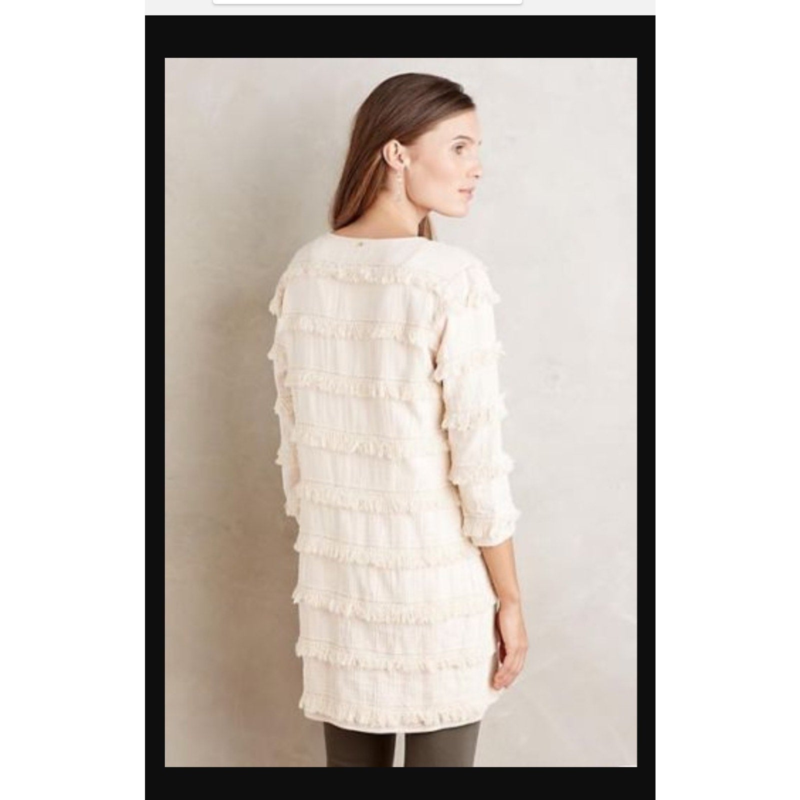 NEW Anthropologie Fringe-Stripe Car Coat by Harlyn Size S