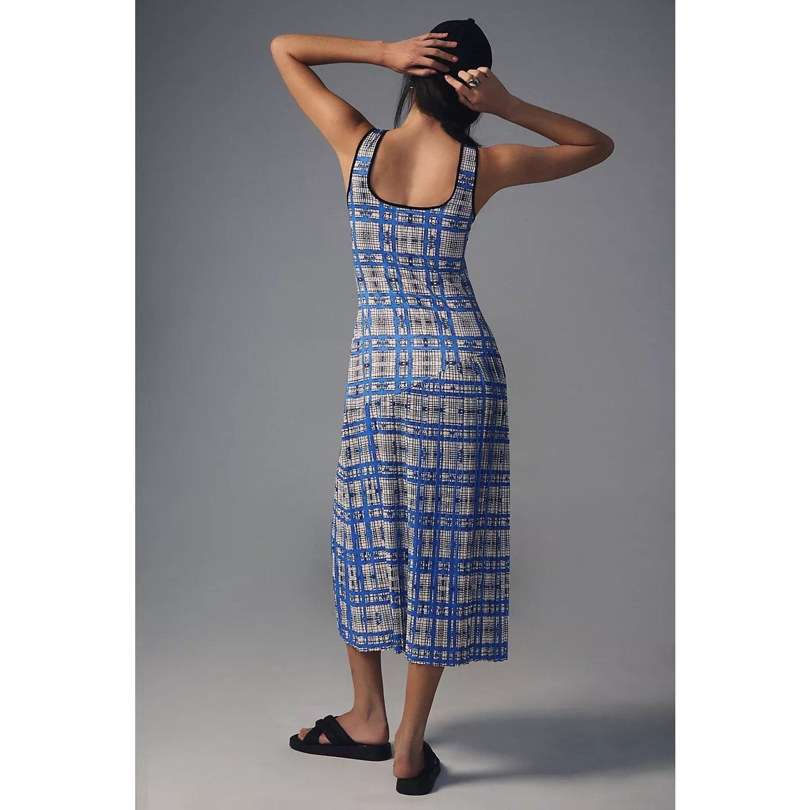 New Anthropologie $210 Dhruv Kapoor Plaid Mesh Midi Dress Size XS