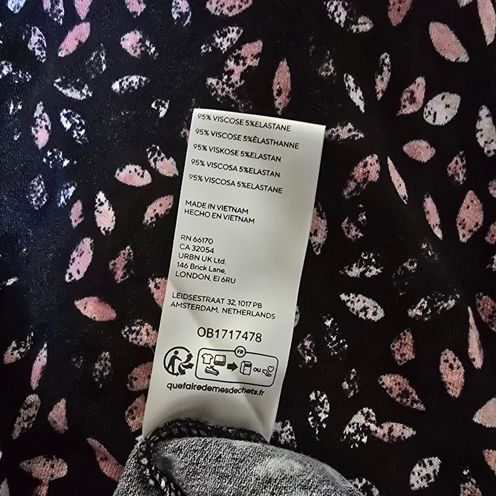 New Free People Shayla Wrap Midi Dress $128  LARGE  Black and Pink Combo V-neck
