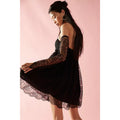New Free People Emma Lace Babydoll Mini Dress $250 Small Black LBD with Gloves