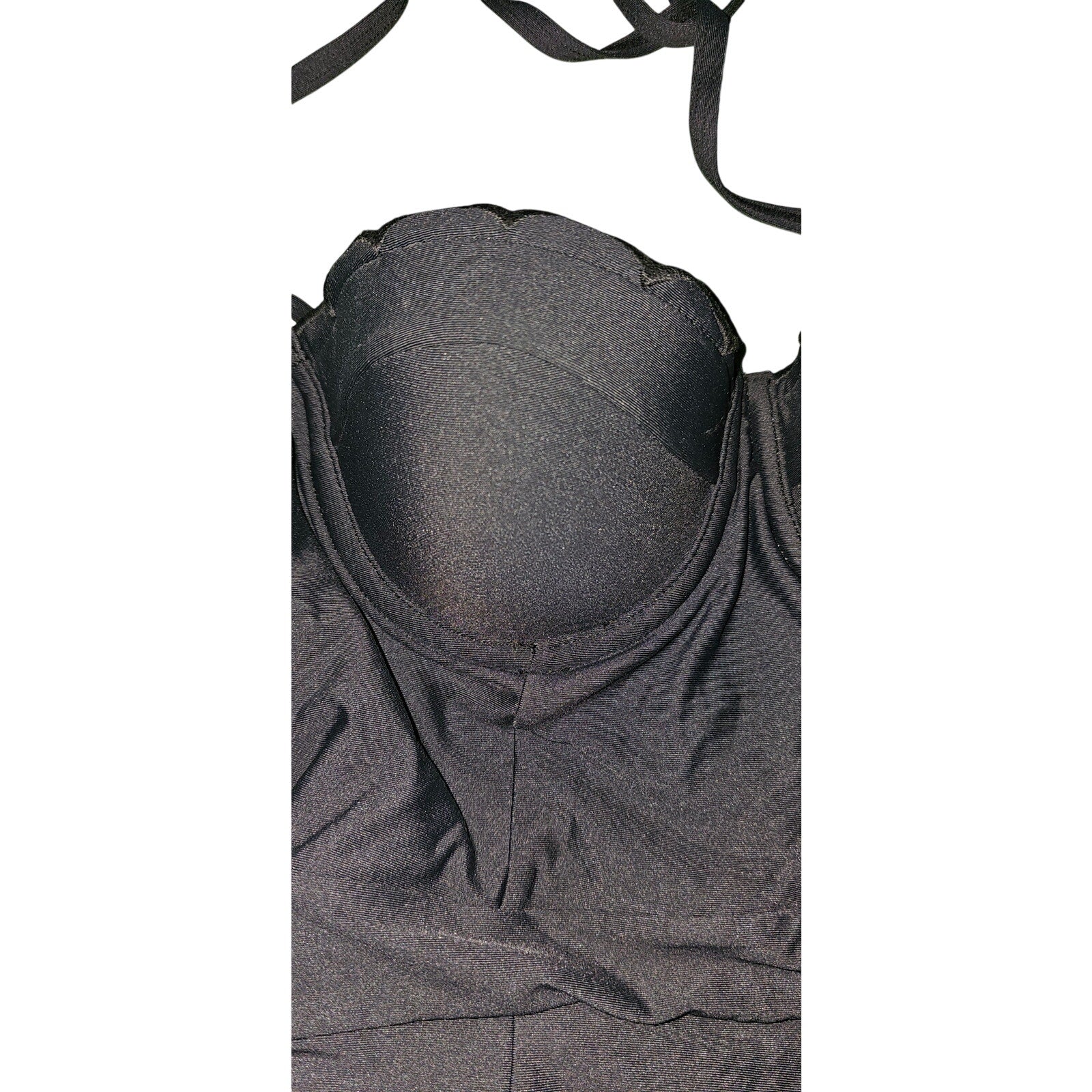 Anthropologie Banded Scallop One-Piece Swimsuit SMALL Black Anthropologie