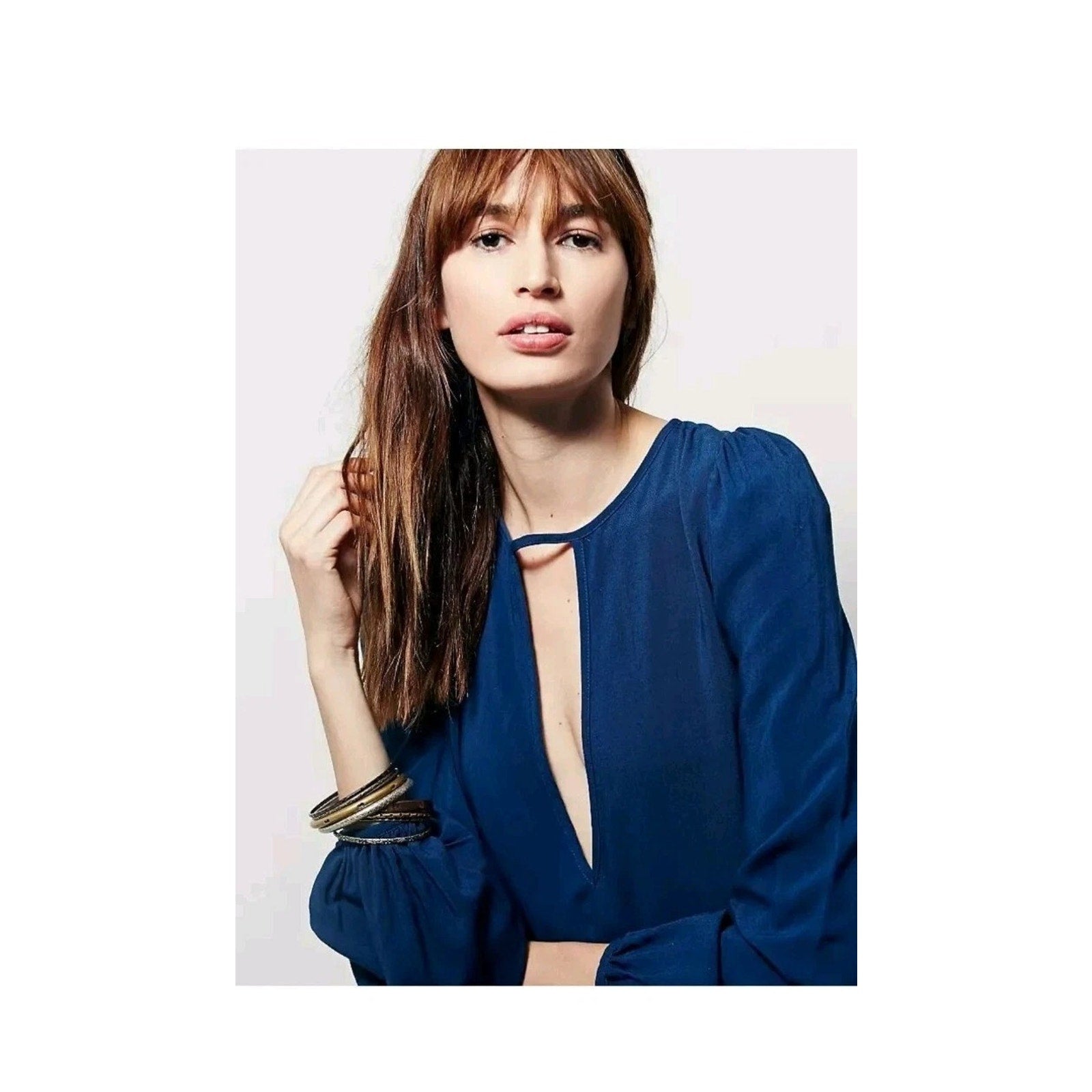 New Free People Made In Philadelphia Beck Long Sleeve Mini Dress $128 XS Blue