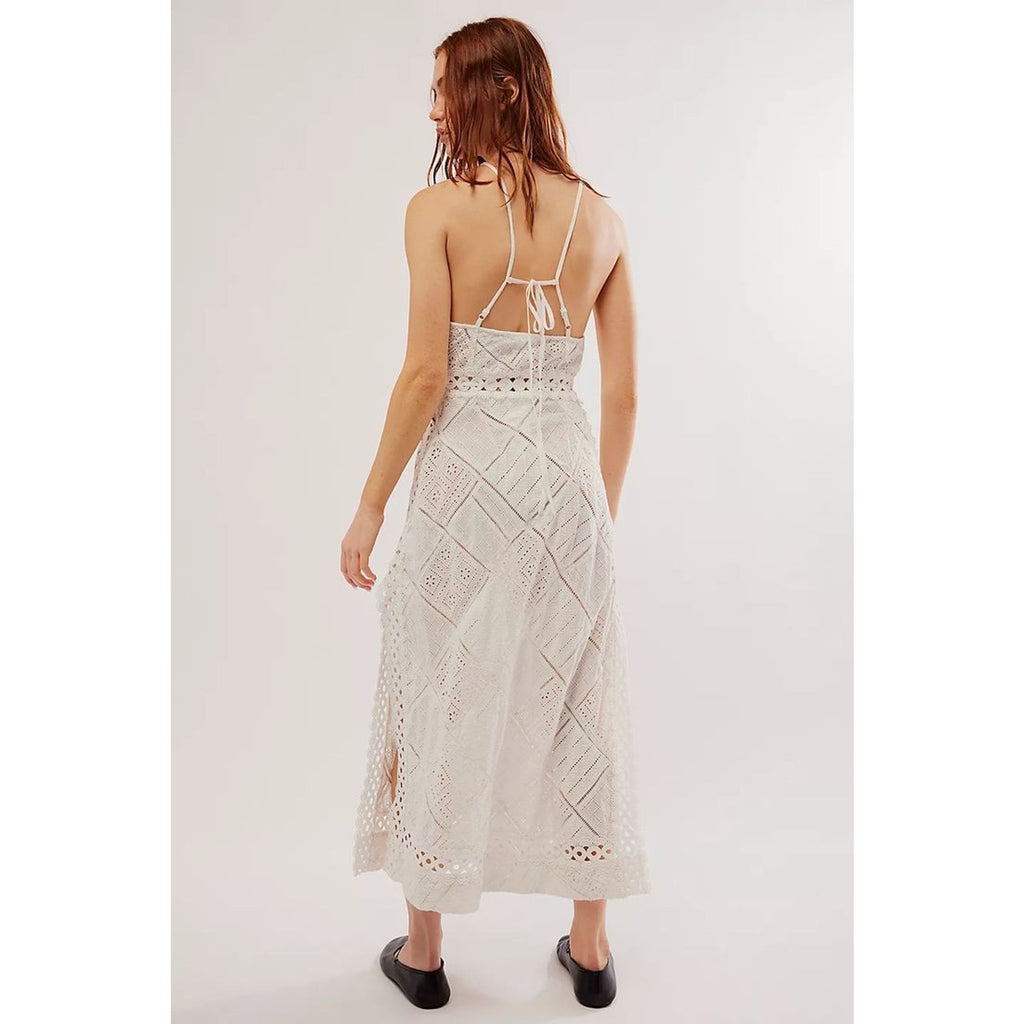 New FREE PEOPLE For Love & Lemons Temple Halter Midi Dress $269 SMALL White