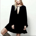 New Free People Made In Philadelphia Beck Long Sleeve Mini Dress $128 XS Black