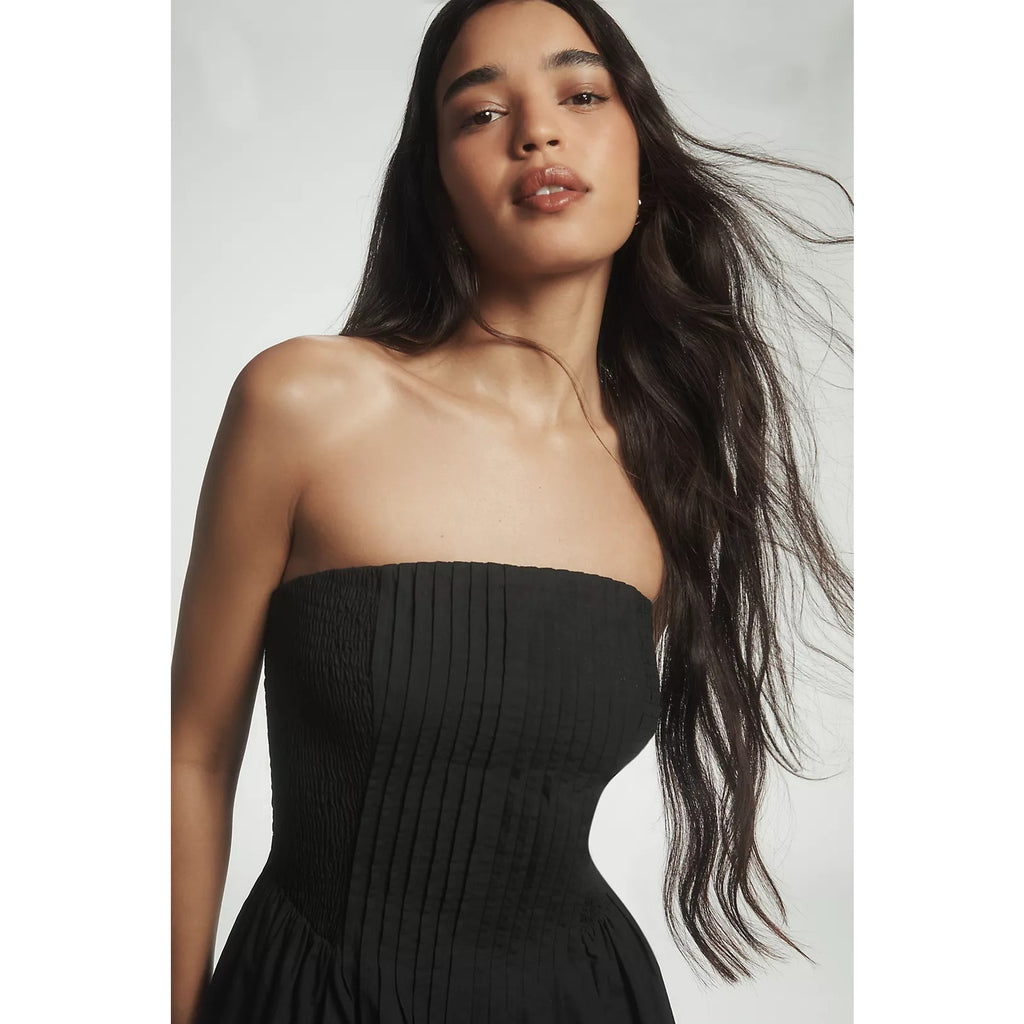 Anthropologie Cotton Poplin Strapless Midi Dress