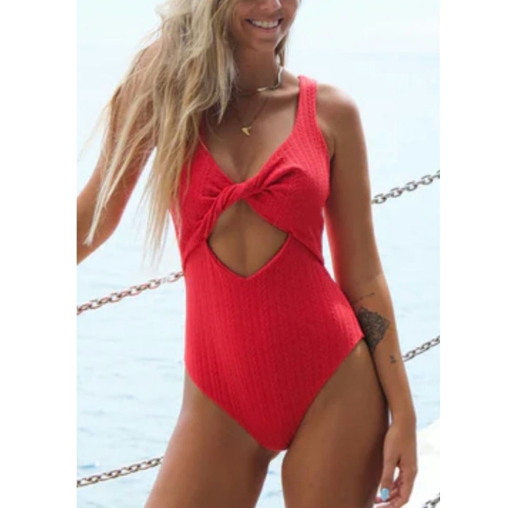 Anthropologie Beach Riot Tyler One-Piece Swimsuit SMALL Red Textured Anthropologie