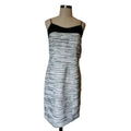 New W By Worth Optic White and Black Striated Jacquard & Lace Slip Dress Sz 8