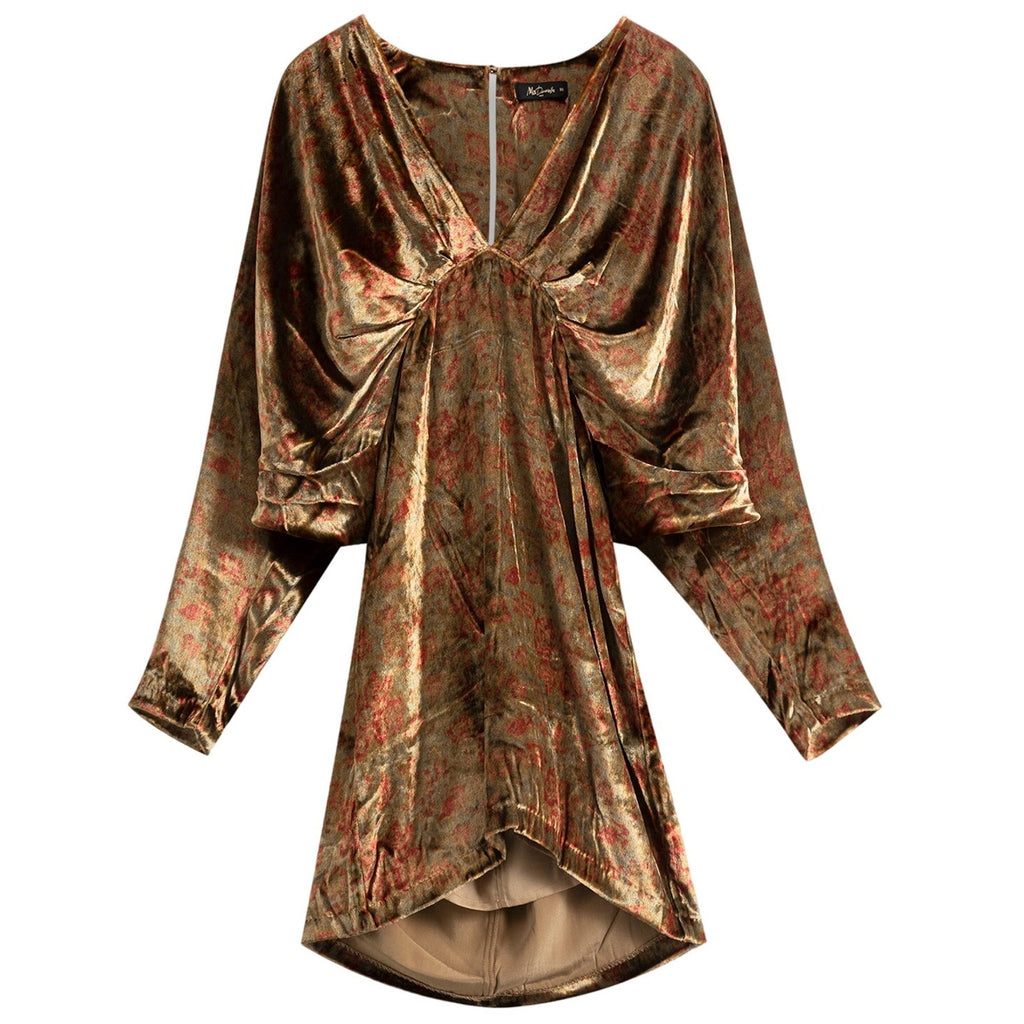 New Anthropologie Mes Demoiselles V-Neck Velvet Dress $480 SIZE 36 US 4 Floral