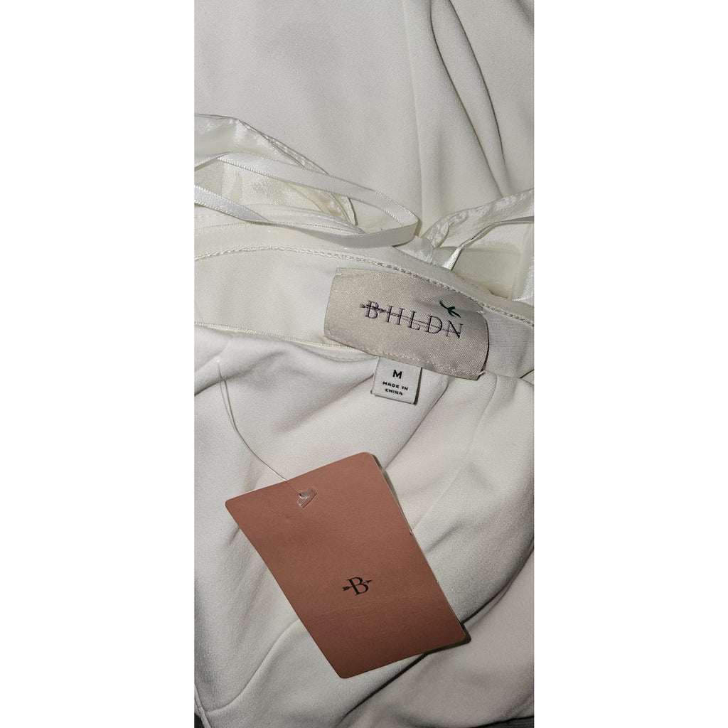 Anthropologie BHLDN Suzanne Stretch Crepe Back-Bow Midi Dress MEDIUM White BHLDN