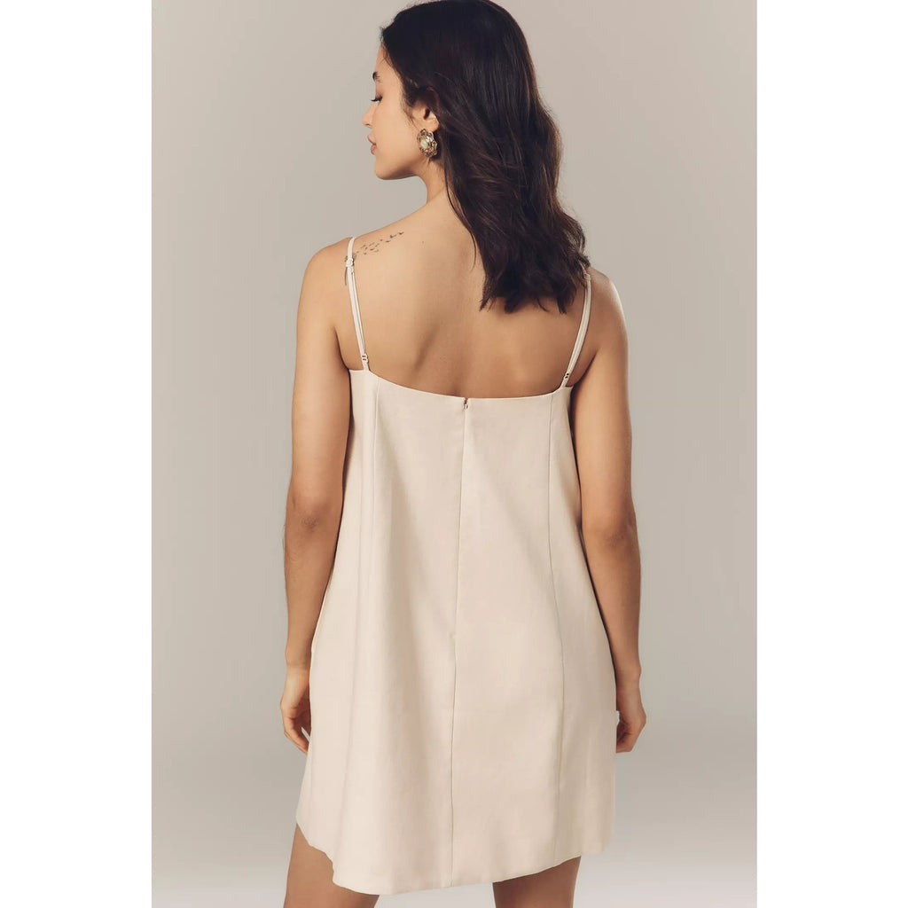 Anthropologie Mare Mare Linen Blend Square-Neck A-Line Mini Dress Sz M Anthropologie