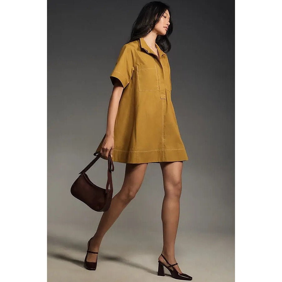 Anthropologie The Jeannie Short-Sleeve A-Line Mini Dress by Maeve $148 XL